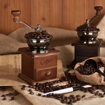Измельчитель кофейных зерен, деревянная Мелкофрезерующая кофемолка для эспрессо